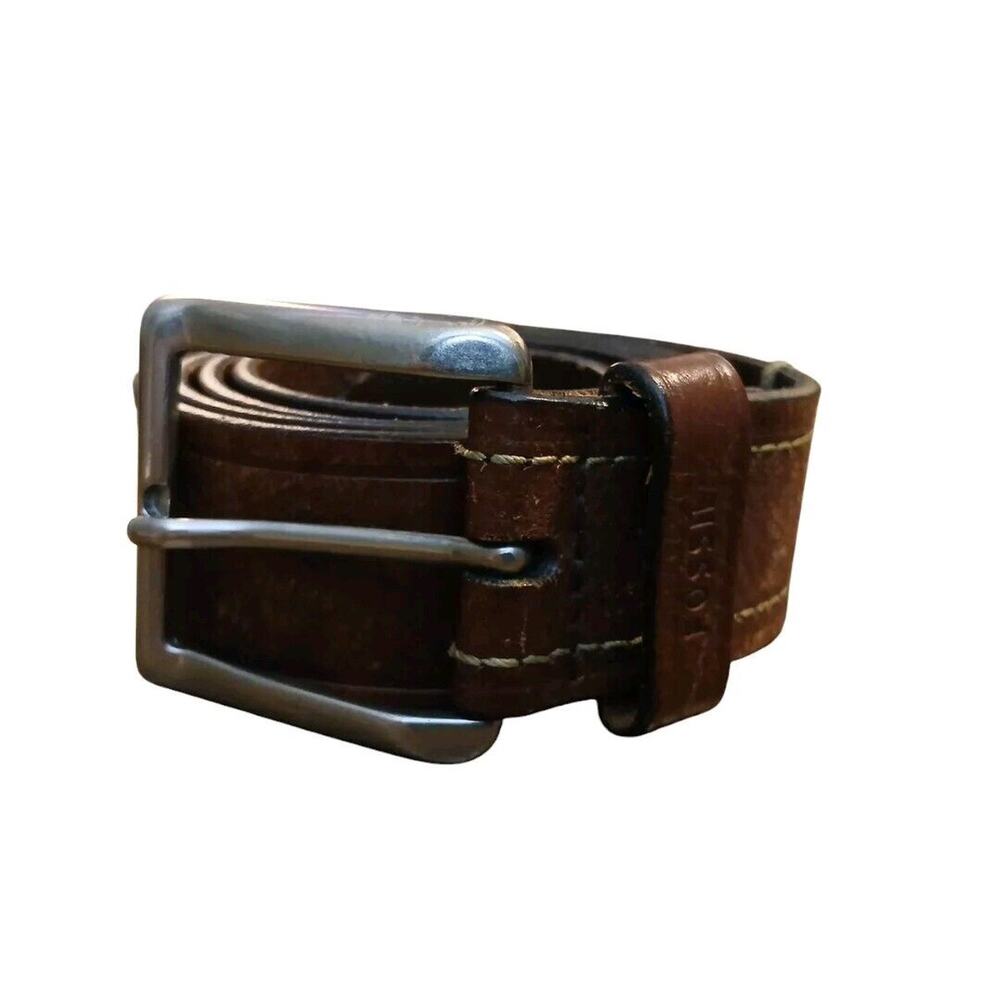 Fossil Men's Wide Genuine‎ Leather Belt Brown MB122620038 Size 38/95 READ
